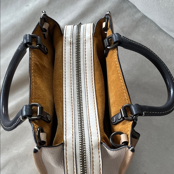 Coach Beige and Black Leather Satchel - Picture 8 of 9